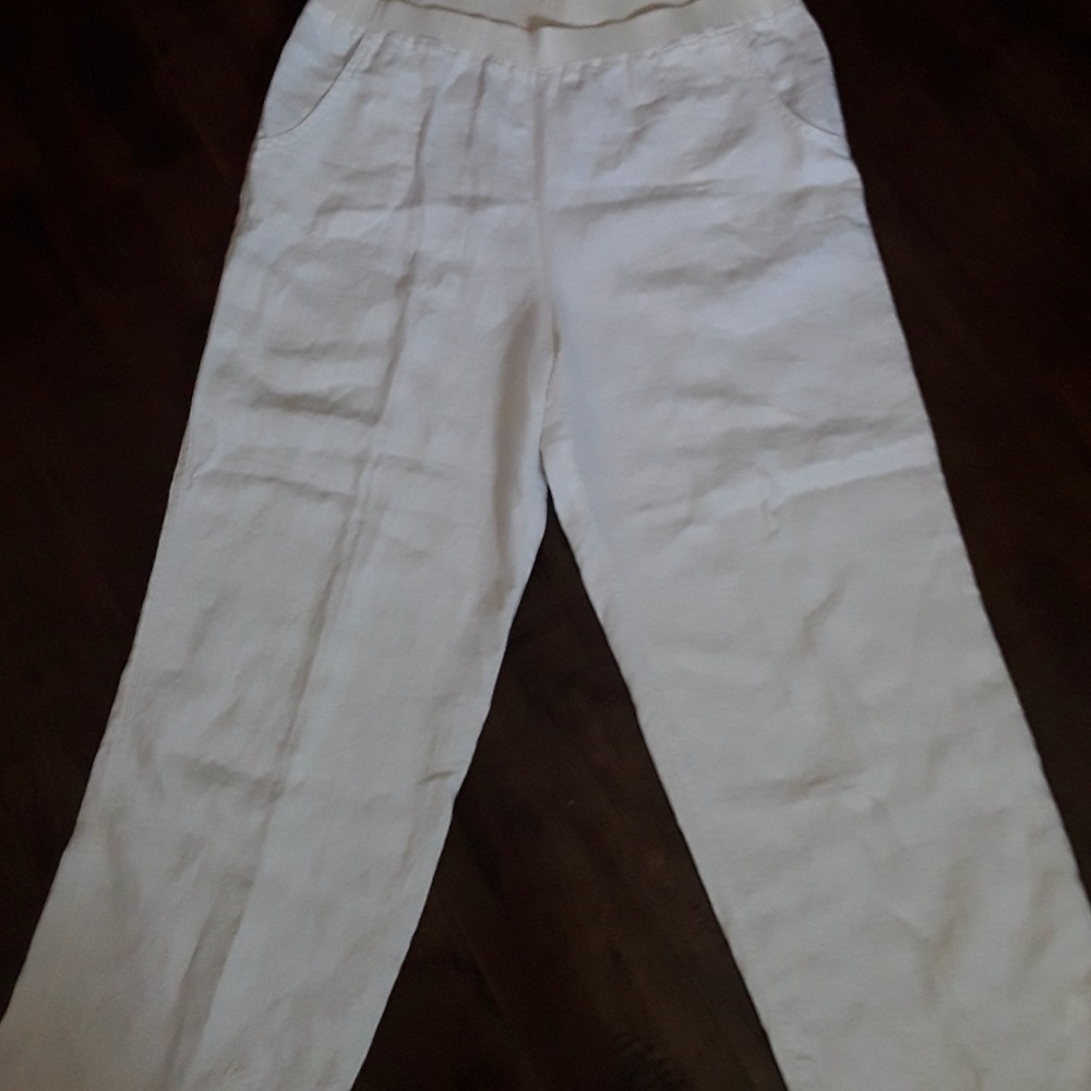 J.Jill white linen pants medium